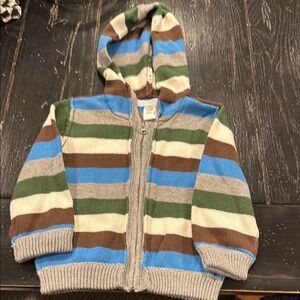 Old Navy Blue and Green Striped Hoodie